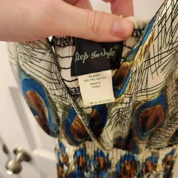 Step in Style Accordion Empire Cut Peacock Dress Size S Maxi Y2K #Z572 - Picture 3 of 5